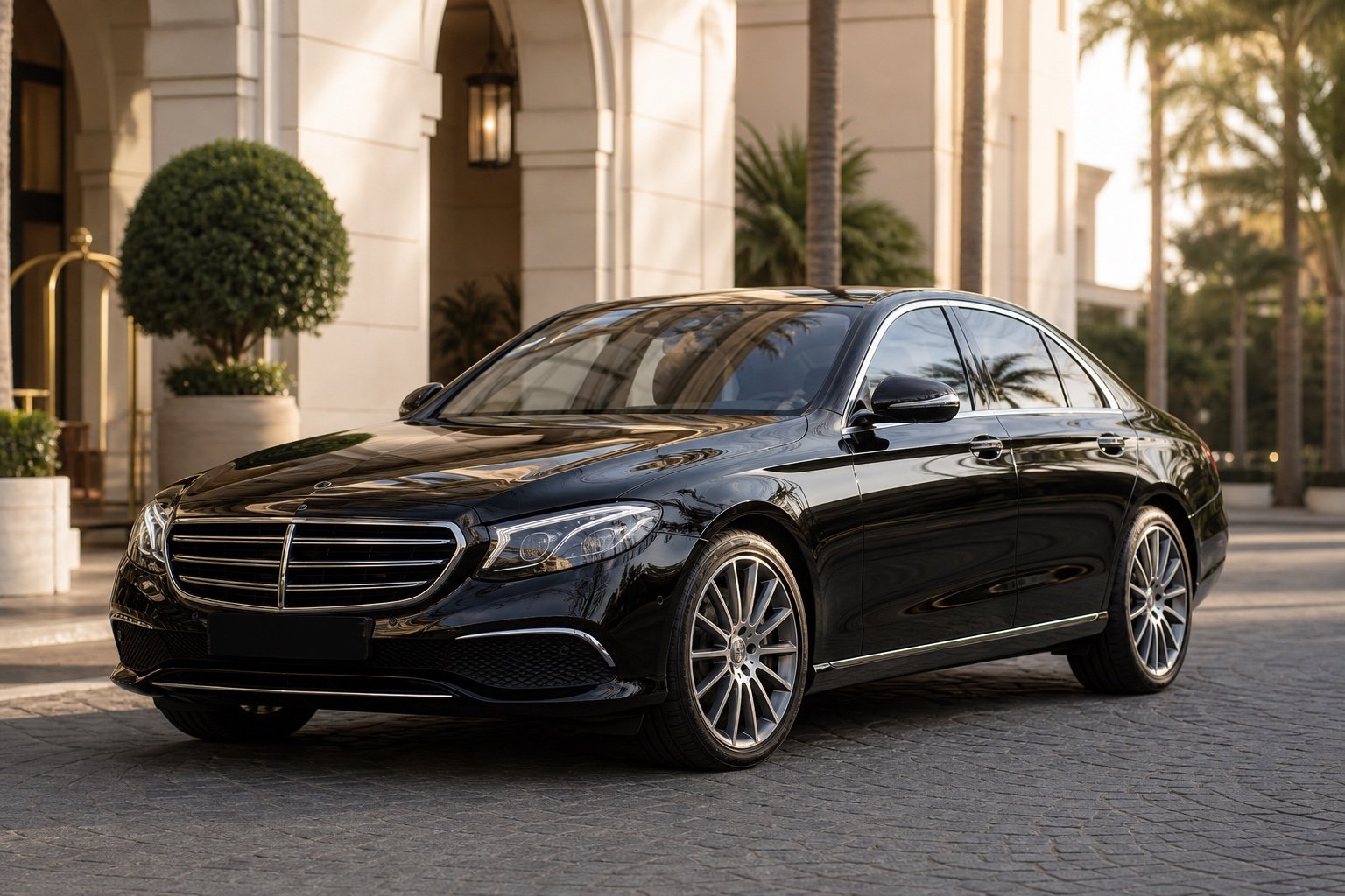 Black luxury sedan for private San Diego to LAX car service